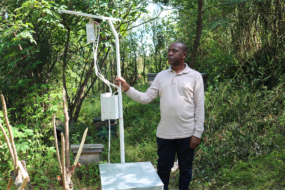 Assoc. Prof. Damien Hanyurwimfura at the site where the device is being tested